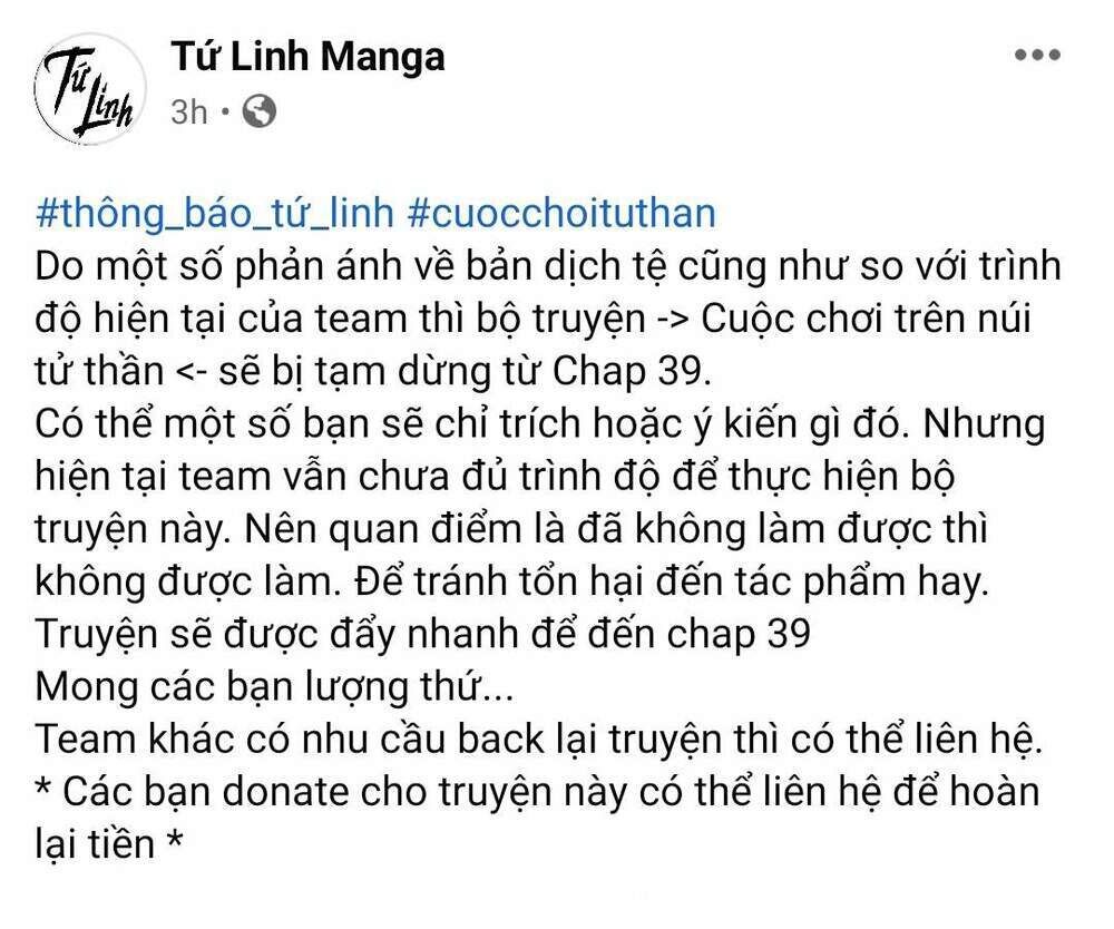 cuộc chơi trên núi tử thần chapter 32.1: - thông báo - Next chapter 33